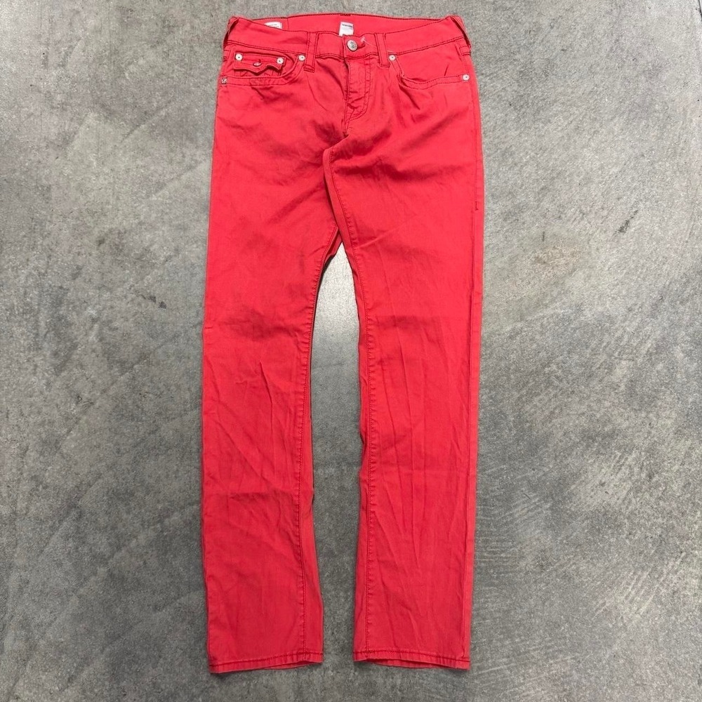 True Religion Geno Relaxed Slim Embroidered Y2K Salmon Pink Red